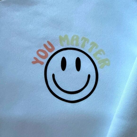 White long sleeved crewneck sweatshirt w motivational text on back XL NWOT - Picture 3 of 12